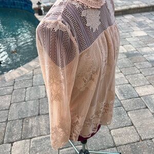 Ultra Pink Delicate Lace Top in Blush